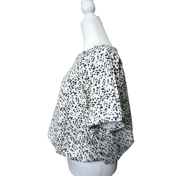 NEW Melloday Womens L Blouse top Black White Gray Stretch Zip Back Short Sleeves - Picture 4 of 10